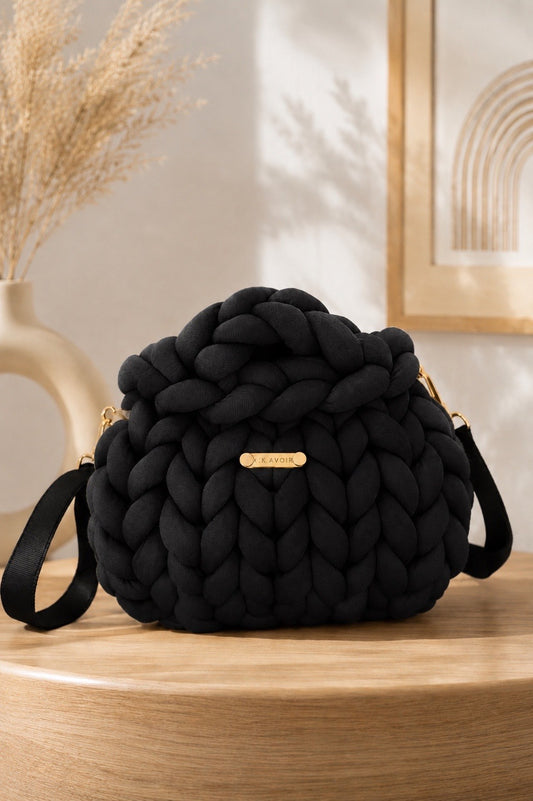 Signature Knot Satchel - Midnight Noir