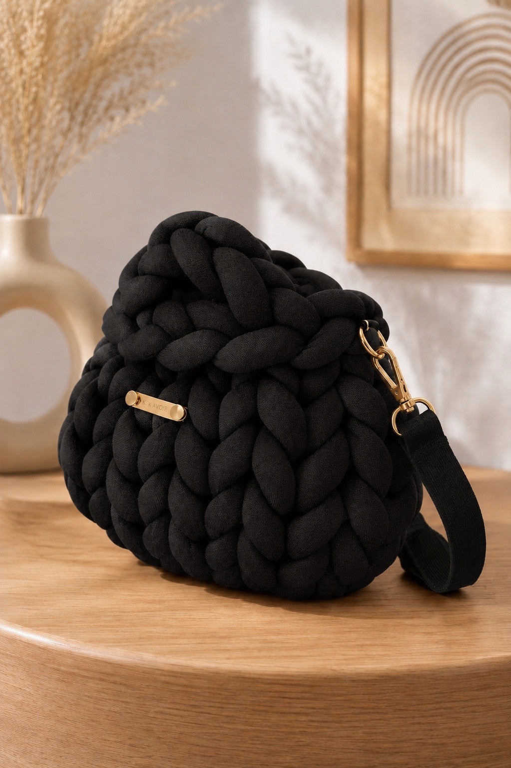 Signature Knot Satchel - Midnight Noir