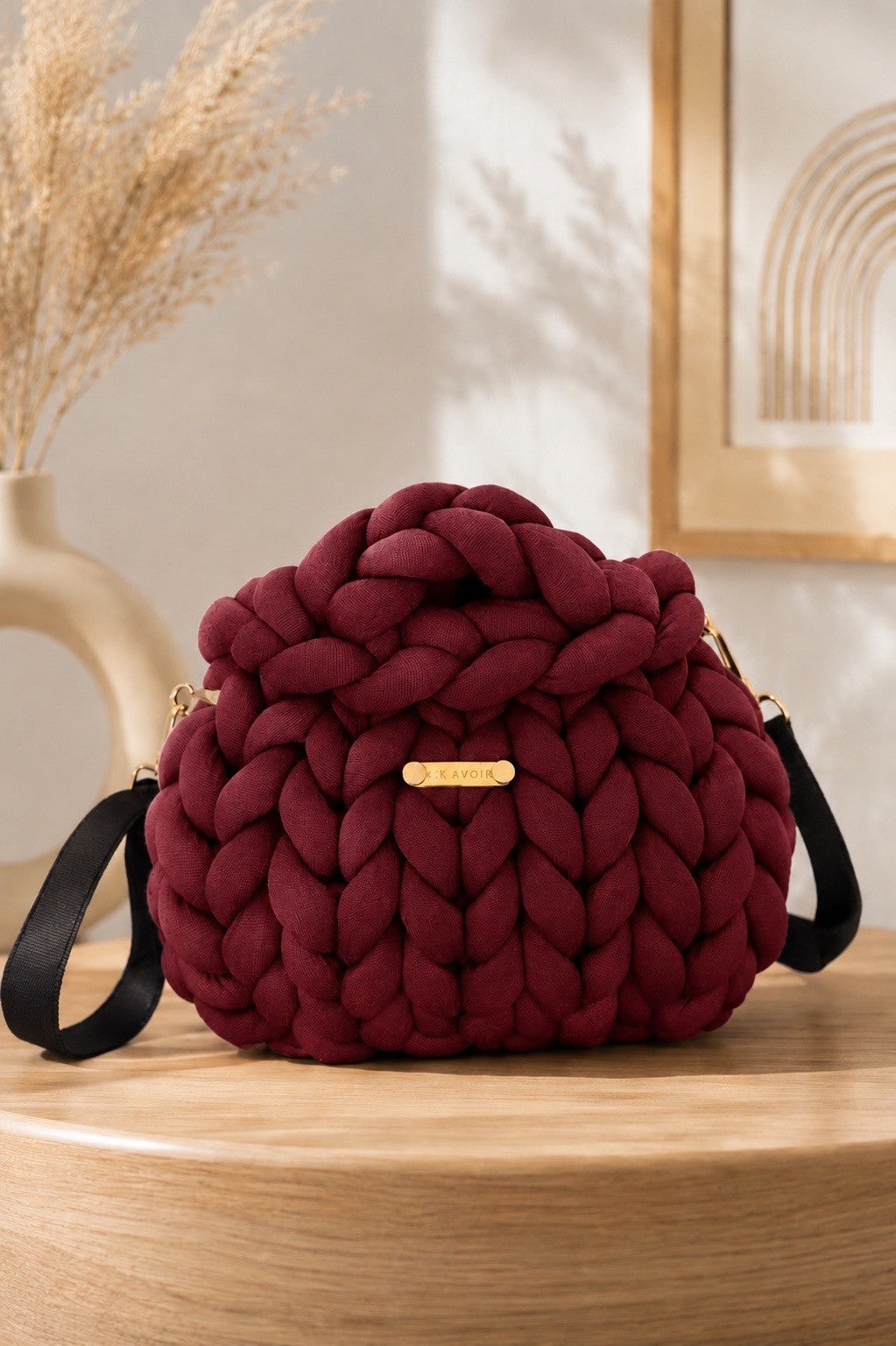 Signature Knot Satchel - Bordeaux