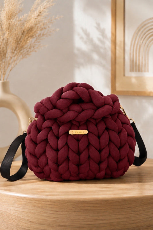 Signature Knot Satchel - Bordeaux